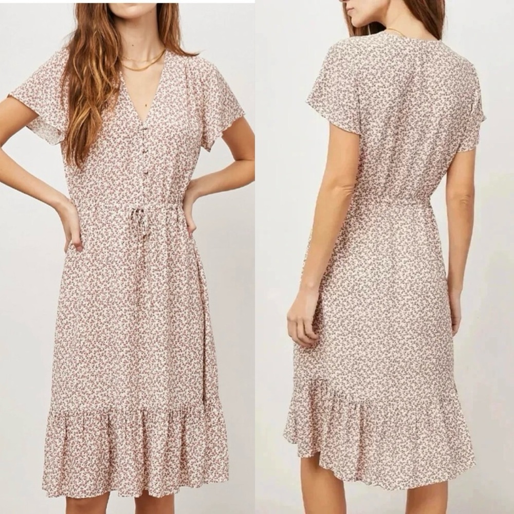 Rails Kiki Floral Knee Length Tie Waist Button Front Dress Garden Party